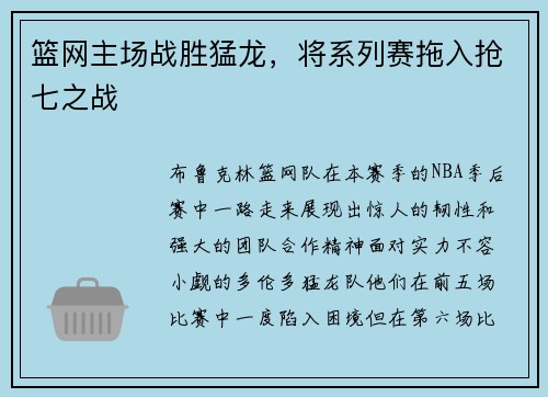 篮网主场战胜猛龙，将系列赛拖入抢七之战